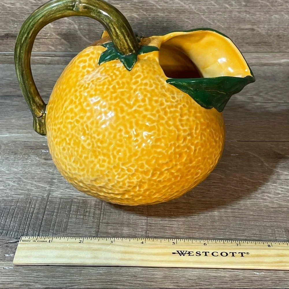 Orange Shaped Pitcher Decorative Water Pitcher Ceramic Glazed‎ Inside Vintage